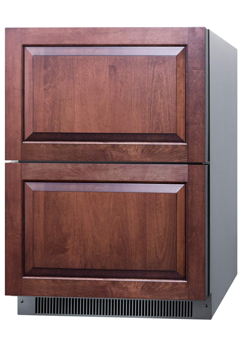 Commercially listed ENERGY STAR certified panel-ready 2-drawer all-refrigerator in stainless steel designed for indoor or outdoor use under standard or ADA compliant counters